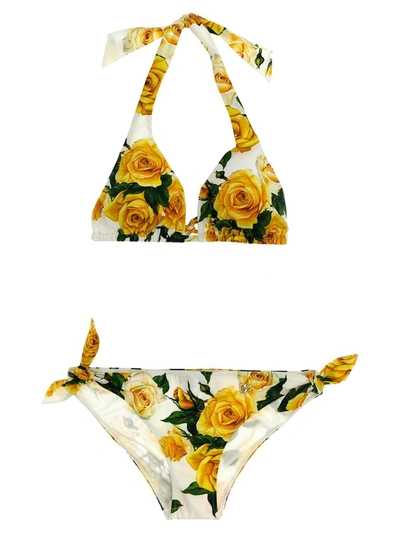 Shop Dolce & Gabbana 'rose Gialle' Bikini In Multicolor