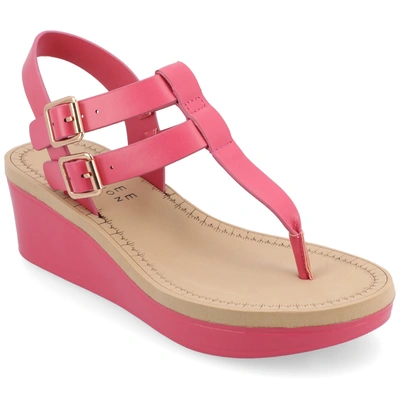Shop Journee Collection Collection Women's Tru Comfort Foam Bianca Wedge Sandal In Pink