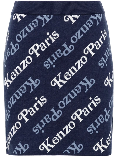 Shop Kenzo Mini Skirt With Inlay In Blue