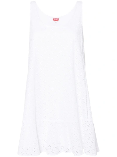 Shop Kenzo Short Sleeveless Dress In White