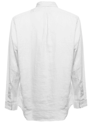 Shop Polo Ralph Lauren Man 's White Linen Shirt With Logo