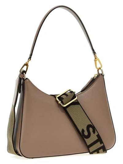 Shop Stella Mccartney 'small Logo' Shoulder Bag In Gray