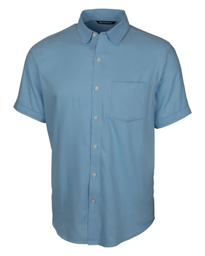 Shop Cutter & Buck Men's Windward Twill Short Sleeve Shirt In Blue