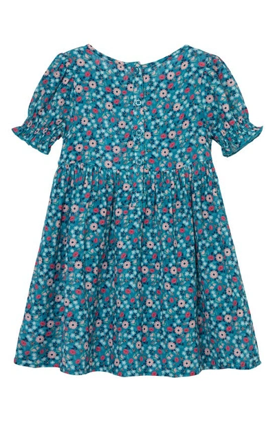 Shop Peek Aren't You Curious Kids' Floral Smocked Cotton Dress In Green Print