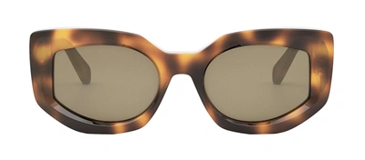 Shop Celine Cl40277i 53e Cat Eye Sunglasses In Brown
