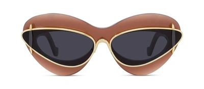Shop Loewe Double Frame Lw40119i 66a Cat Eye Sunglasses In Grey