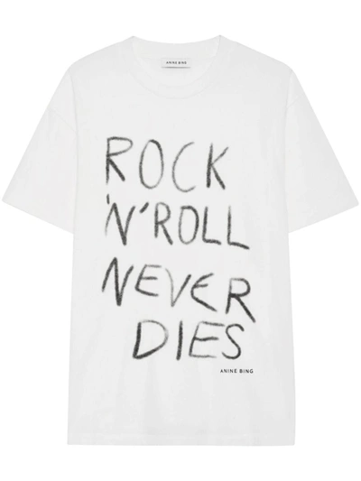 Shop Anine Bing Walker T-shirt Rock N Roll Clothing In Nude & Neutrals