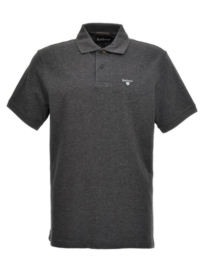 Shop Barbour Logo Embroidery Polo Shirt In Gray