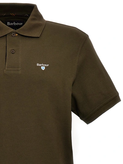 Shop Barbour Logo Embroidery Polo Shirt In Green