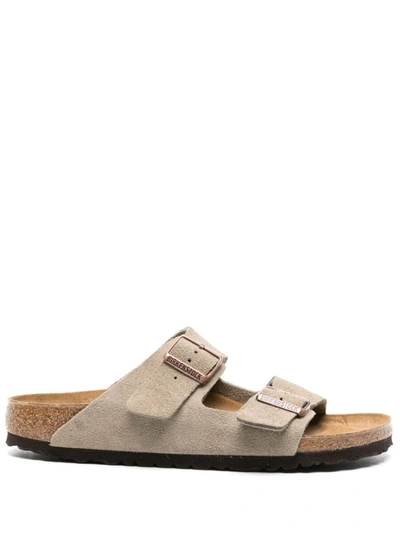 Shop Birkenstock Arizona Taupe, Suede Leather Shoes