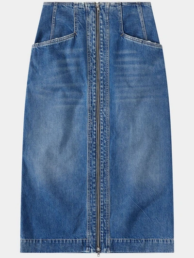 Shop Closed Denim Skirt With Zip Clothing In Mbl Mid Blue
