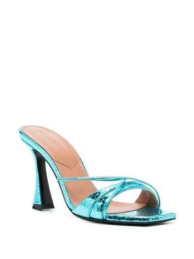 D’accori Lust Mule High Heels In Chameleon Blue