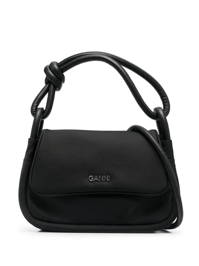 Shop Ganni Knot Flap Over Bags In Black