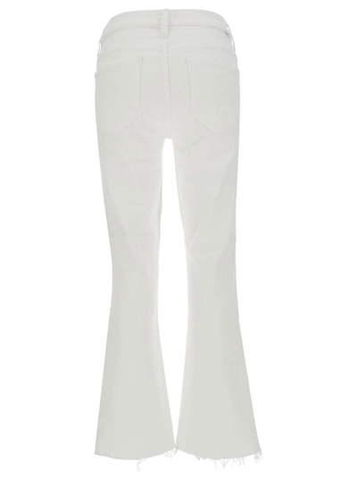 Shop Mother White Cropped Jeans With Flared Bottom In Cotton Blend Denim Woman
