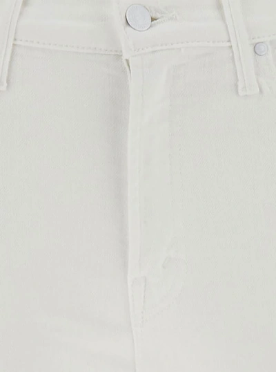 Shop Mother White Cropped Jeans With Flared Bottom In Cotton Blend Denim Woman