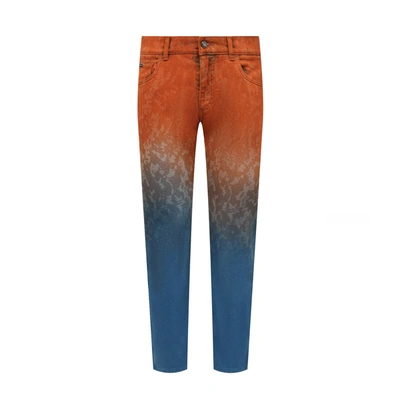 Dolce & Gabbana Multicolor Ombre Cotton Slim Fit Denim Jeans In Blue