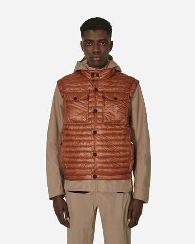 Shop Moncler Day-namic Ollon Down Vest In Brown