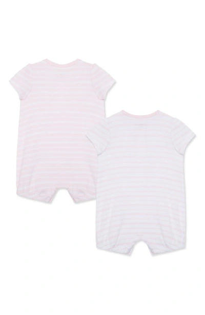 Shop Little Me 2-pack Stripe Rompers In Pink