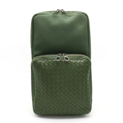 Shop Bottega Veneta Intrecciato Green Leather Shoulder Bag ()