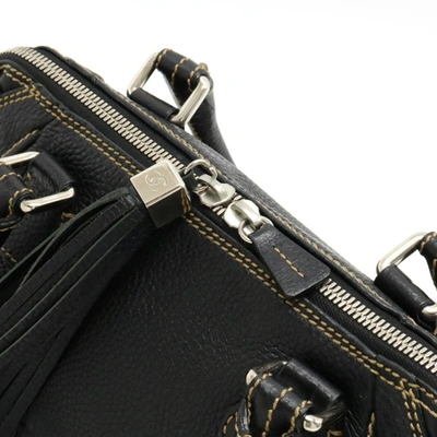 Pre-owned Chanel Fringe Black Leather Shoulder Bag ()