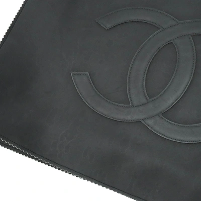 Pre-owned Chanel Logo Cc Black Rubber Tote Bag ()