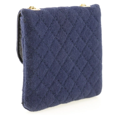 Pre-owned Chanel Navy Cotton Clutch Bag ()