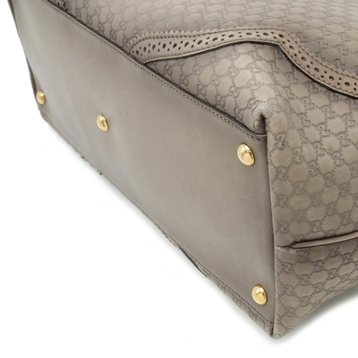 Shop Gucci Micro Ssima Grey Leather Tote Bag ()