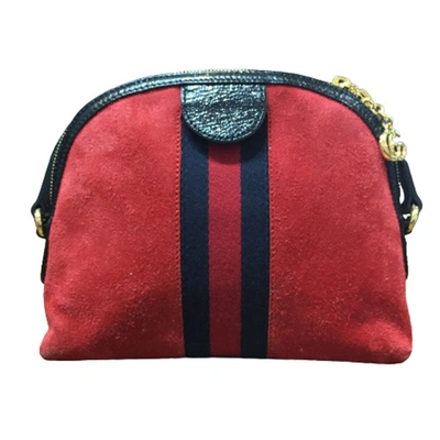 Shop Gucci Ophidia Red Suede Shoulder Bag ()