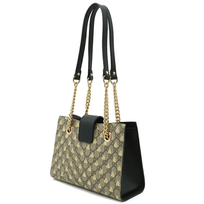 Shop Gucci Padlock Beige Canvas Shoulder Bag ()
