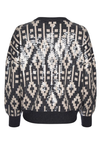 Brunello Cucinelli Sequin-embellished Printed Sweatshirt In Ctx45