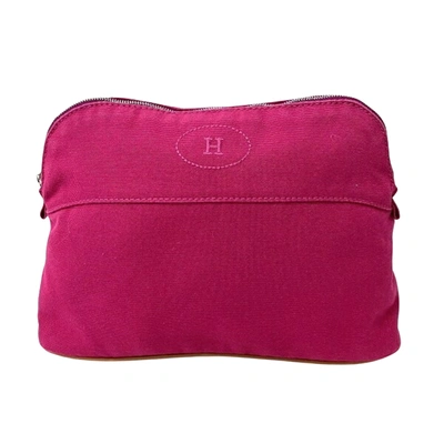 Shop Hermes Hermès Bolide Pink Canvas Clutch Bag ()