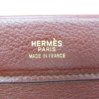 Shop Hermes Hermès Burgundy Leather Clutch Bag ()