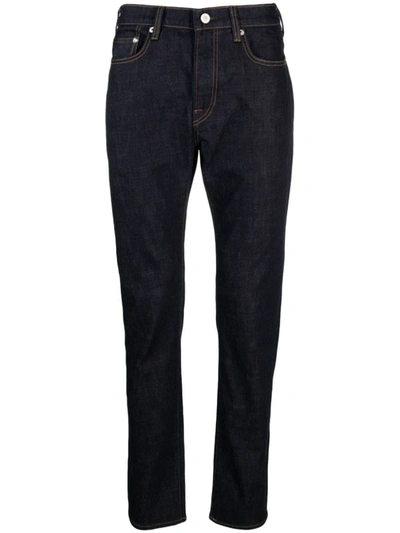 Shop Paul Smith Contrast-stitching Dark-wash Jeans In Rinse Wash