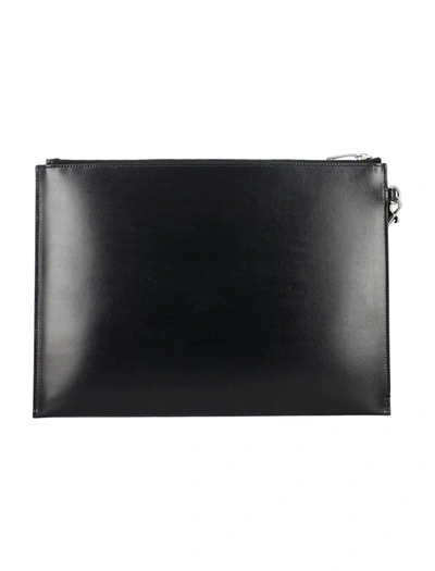 Shop Saint Laurent Cassandre Tablet Holder In Black