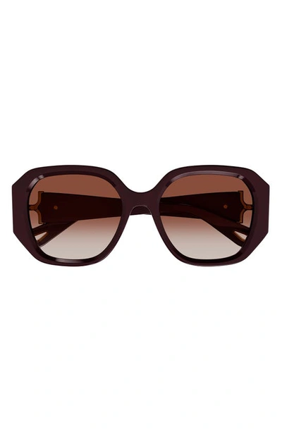 Shop Chloé 56mm Square Sunglasses In Burgundy