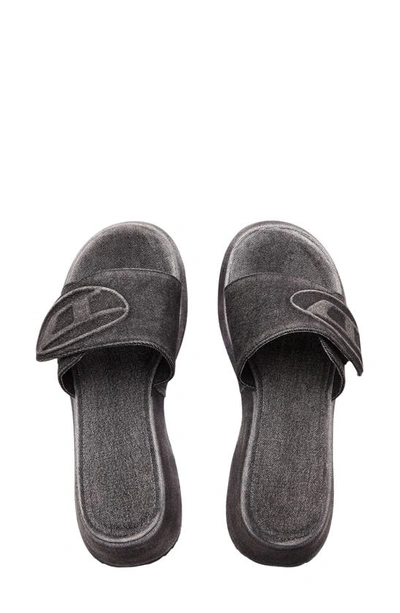 Shop Diesel Oval D Denim Slide Sandal In Black Denim