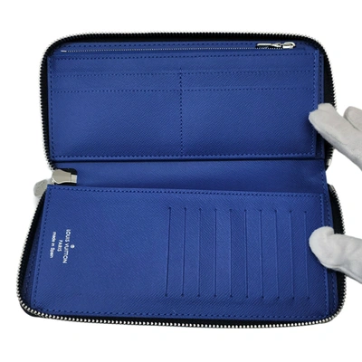 Pre-owned Louis Vuitton Zippy Wallet Vertical Blue Leather Wallet  ()