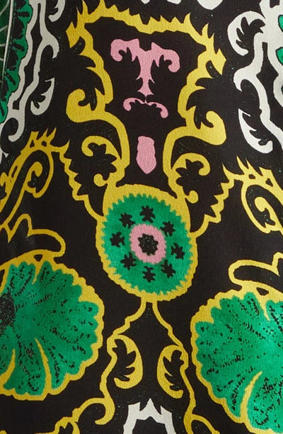 Shop Alice And Olivia Martel Mixed Print Flutter Sleeve Silk Top In Monarch Black Medium