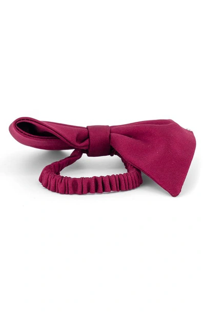 Shop Alexandre De Paris Silk Twill Bow Scrunchie In Burgundy