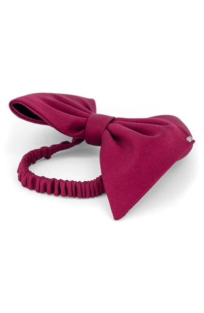 Shop Alexandre De Paris Silk Twill Bow Scrunchie In Burgundy