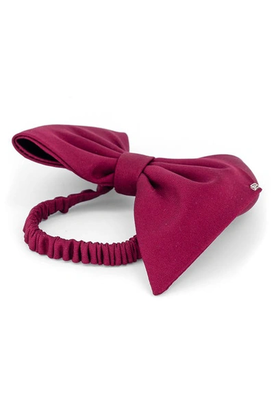 Alexandre De Paris Silk Twill Bow Scrunchie In Burgundy
