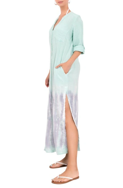 Shop Everyday Ritual Tracey Cover-up Caftan Dress In Td Seafoam
