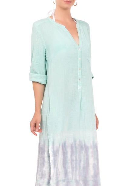 Shop Everyday Ritual Tracey Cover-up Caftan Dress In Td Seafoam