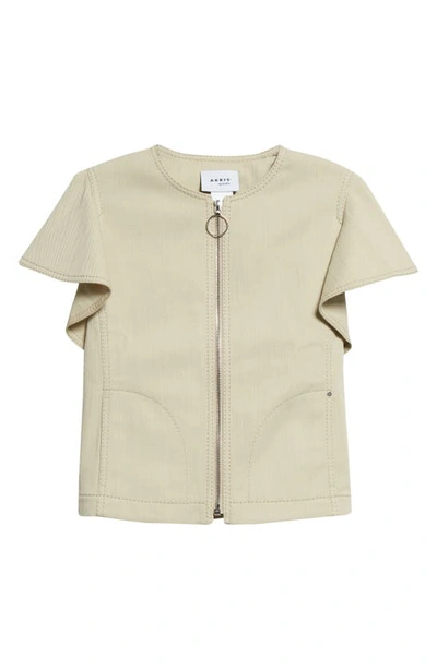 Shop Akris Punto Crop Short Sleeve Stretch Cotton Jacket In Cashew