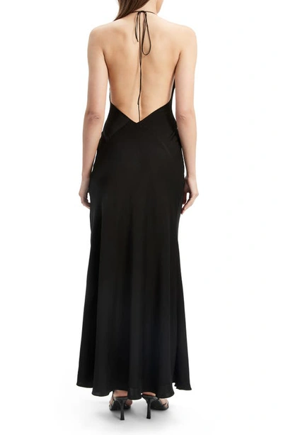 Shop Bardot Aradia Rosette Plunge Halter Gown In Black