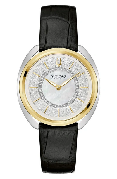 Shop Bulova Duality Diamond Bracelet & Two Leather Straps Watch Set, 34mm In Two-tone