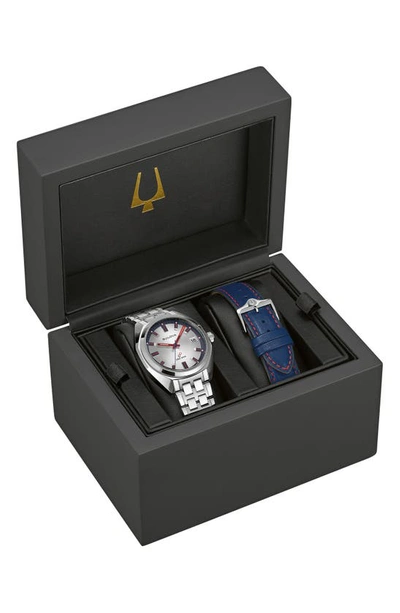 Bulova Men's Classic Jet Star Stainless Steel Bracelet Watch 40mm Gift Set In Silverone