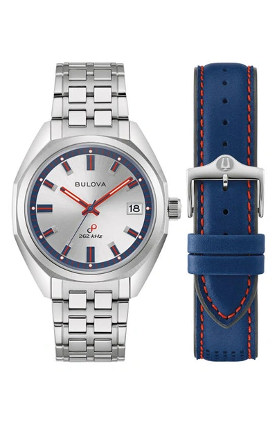 Bulova Men's Classic Jet Star Stainless Steel Bracelet Watch 40mm Gift Set In Silverone