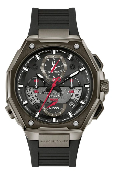 Bulova Precisionist Chronograph Quartz Black Dial Mens Watch 98b358 In Two-tone