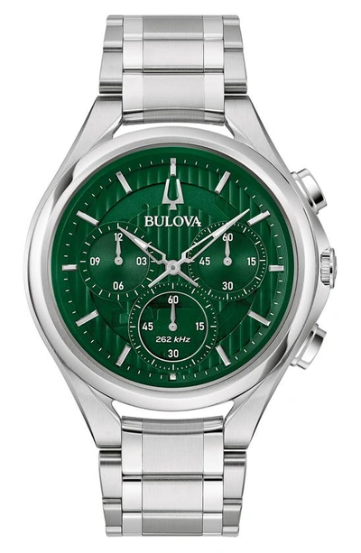 Shop Bulova Curv Bracelet Chronograph Watch, 44mm In Silverone